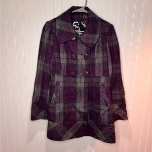 Plaid Purple Pea Coat